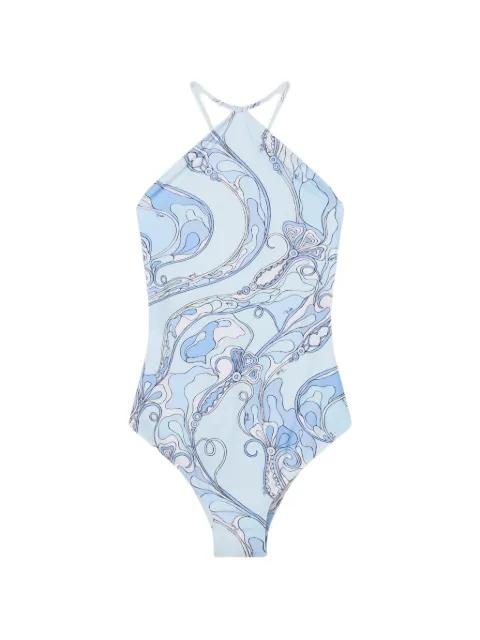 Orchidee-print cross-strap swimsuit by PUCCI