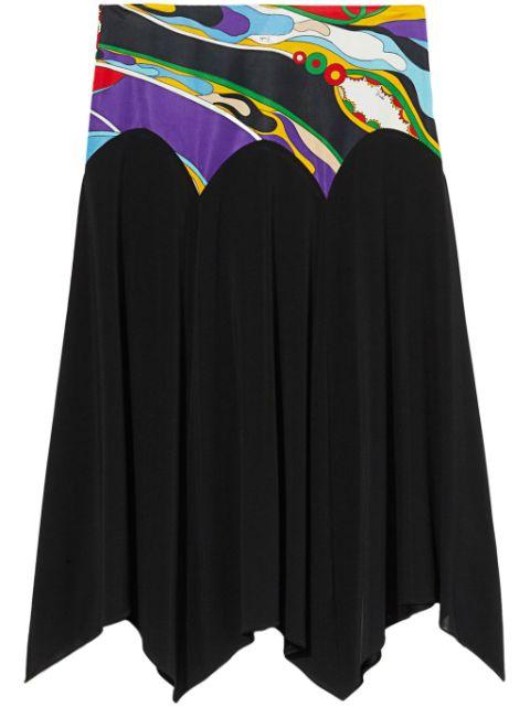 Orchidee-print detail midi skirt by PUCCI