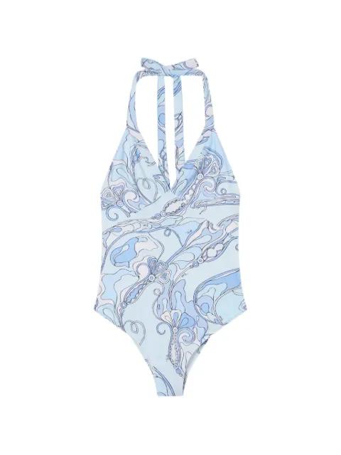 Orchidee-print halterneck swimsuit by PUCCI