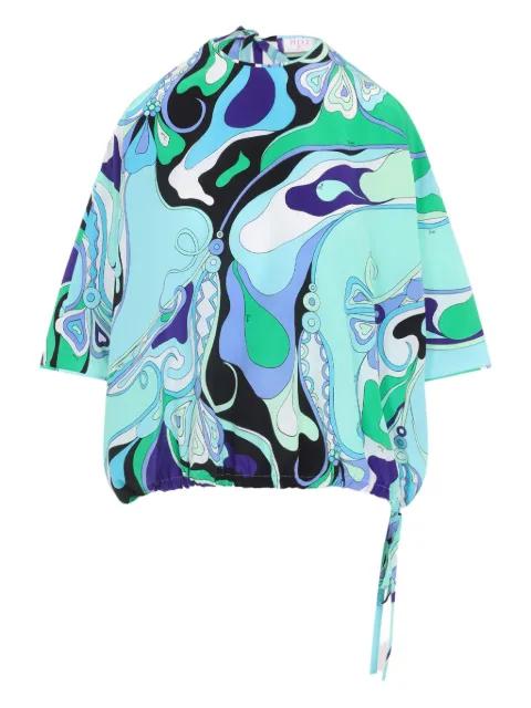 Orchidee-print silk blouse by PUCCI