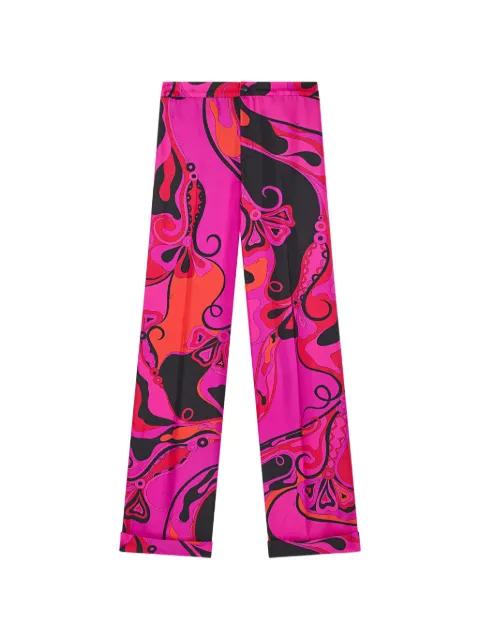 Orchidee-print silk pants by PUCCI