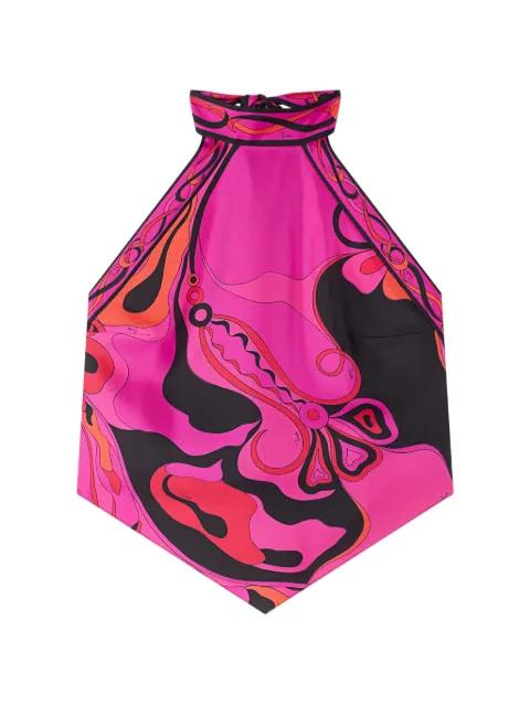 Orchidee-print silk top by PUCCI