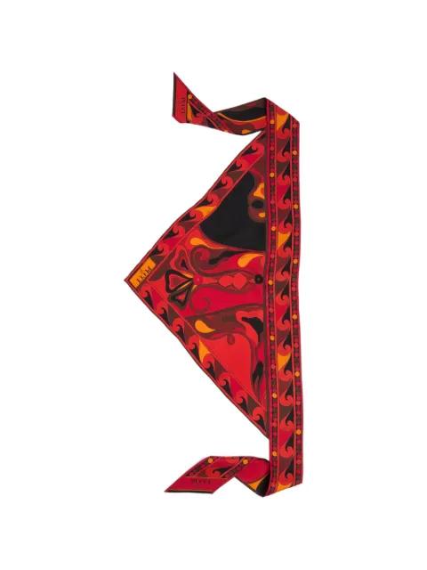 Orchidee-print silk triangle scarf by PUCCI