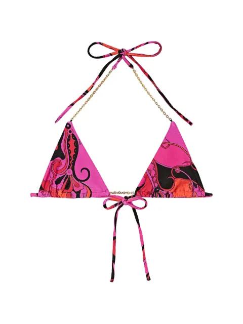 Orchidee-print triangle bikini top by PUCCI