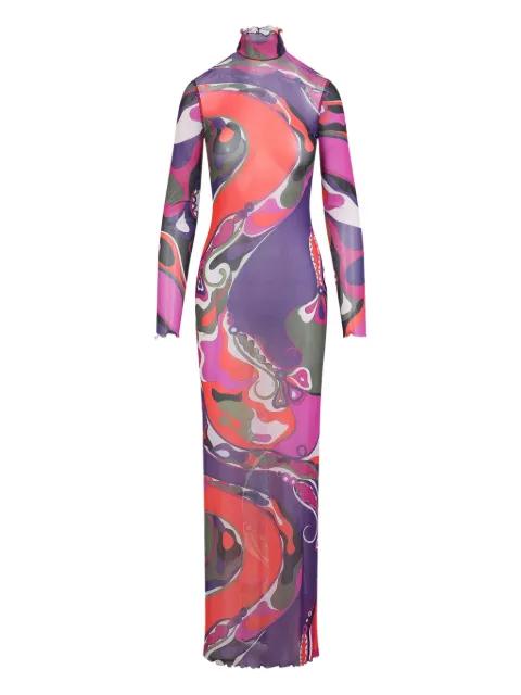 Orchidee-print tulle dress by PUCCI