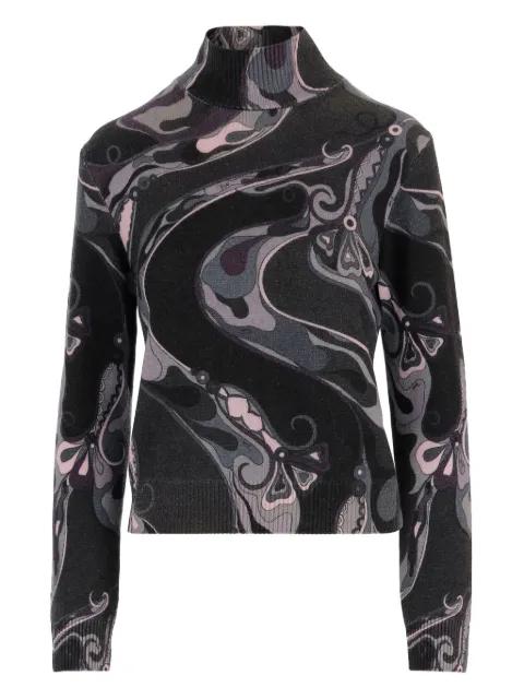 Orchidee-print wool sweater by PUCCI