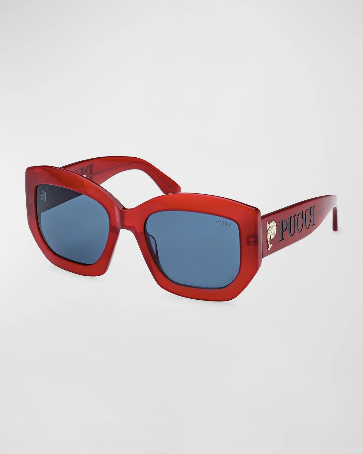 Oversized Logo Acetate & Metal Sunglasses by PUCCI