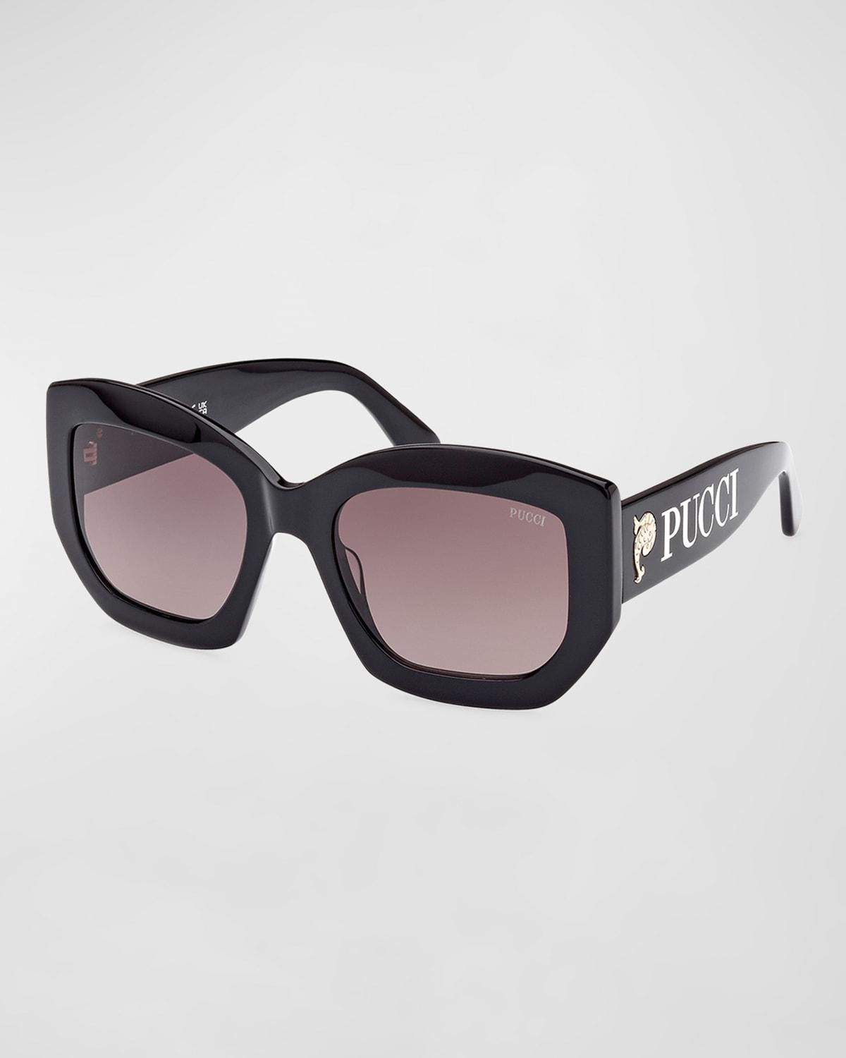 Oversized Logo Acetate & Metal Sunglasses by PUCCI