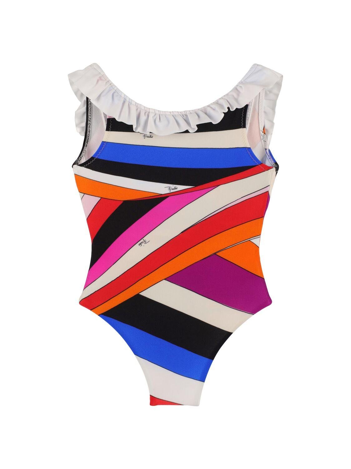 Printed Ruffled One Piece Lycra Swimsuit by PUCCI