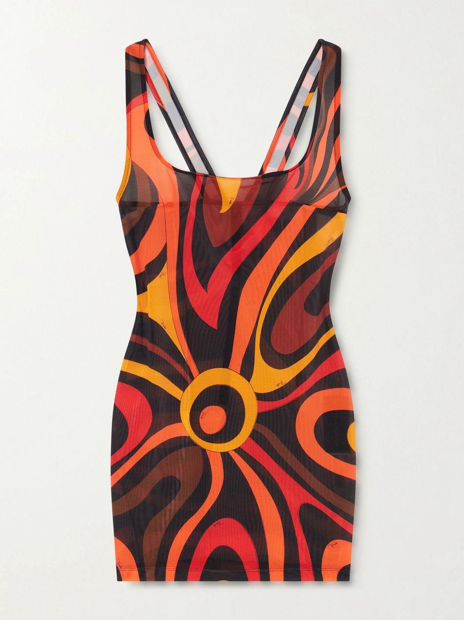 Printed mesh mini dress by PUCCI