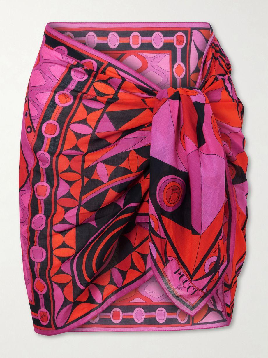 Printed self-tie cotton pareo by PUCCI