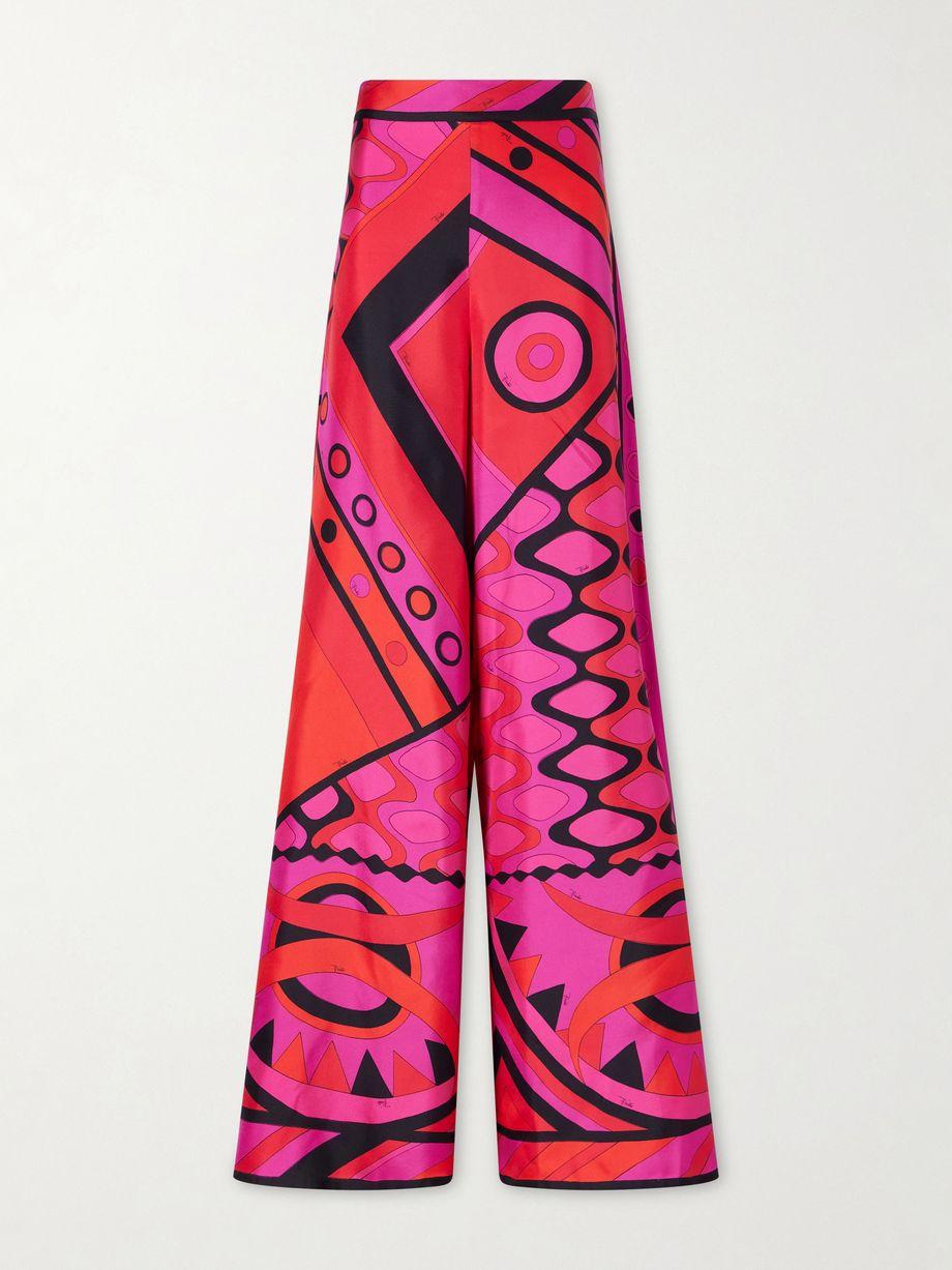 Printed silk-twill wide-leg pants by PUCCI