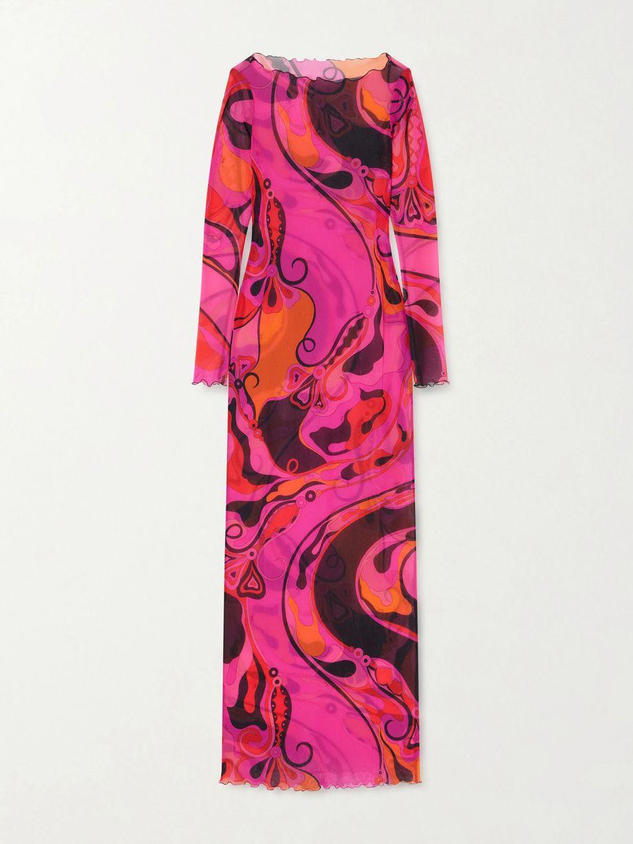 Printed tulle maxi dress by PUCCI