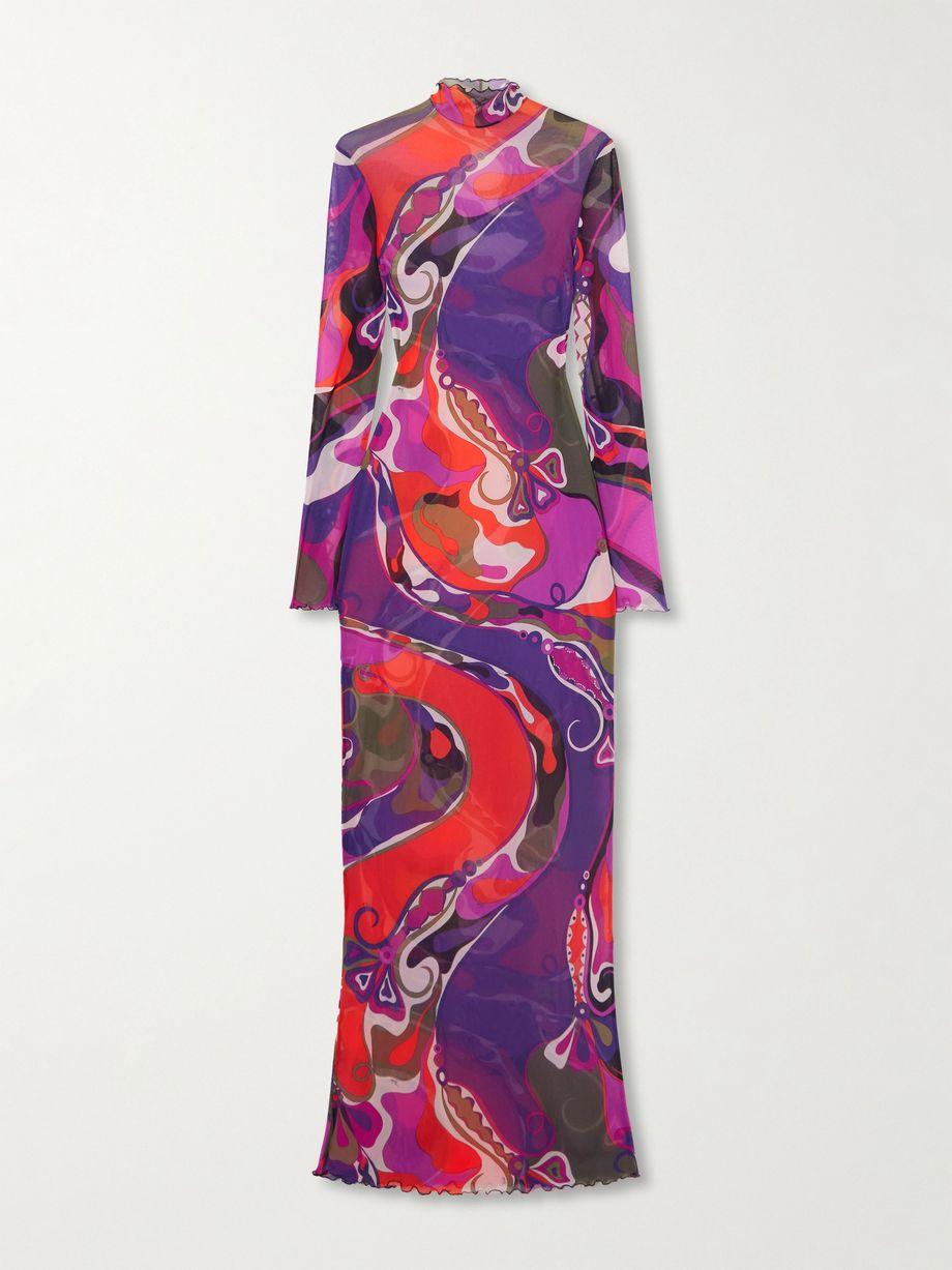 Printed tulle maxi dress by PUCCI