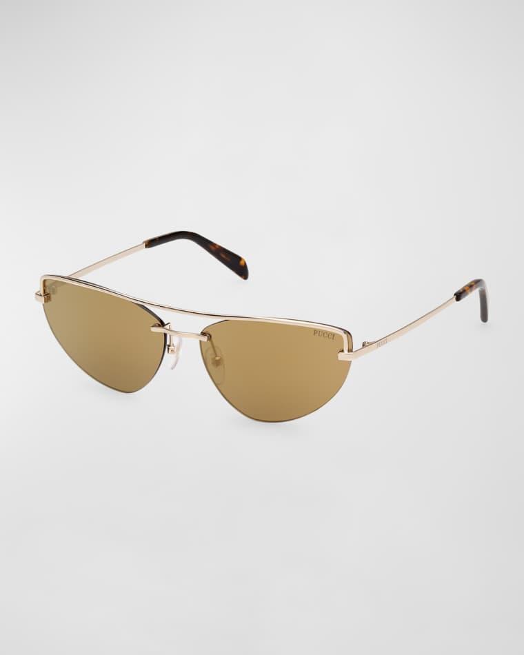 Semi-Rimmed Metal & Acetate Cat-Eye Sunglasses by PUCCI