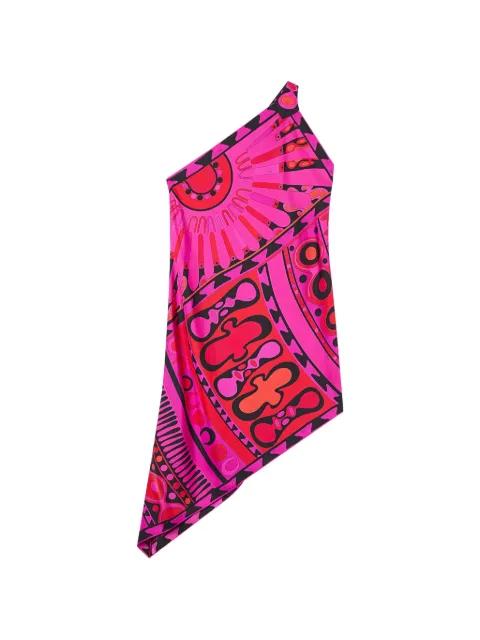 Soleil-print one-shoulder dress by PUCCI