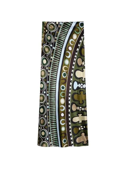 Soleil-print satin skirt by PUCCI