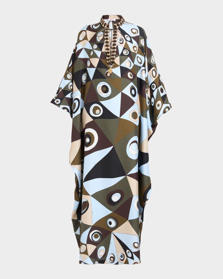 Vivara Silk Crepe De Chine Embellished Maxi Caftan Dress by PUCCI