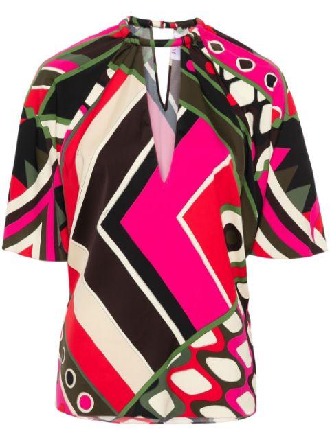 Vivara-print V-neck blouse by PUCCI