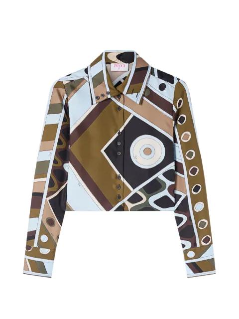 Vivara-print silk crop shirt by PUCCI