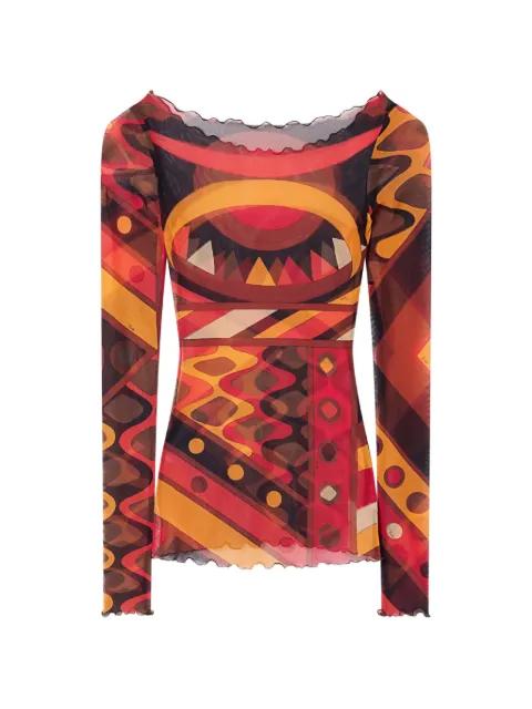 Vivara-print tulle top by PUCCI