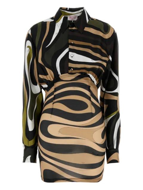abstract print cinched shirt dress by PUCCI