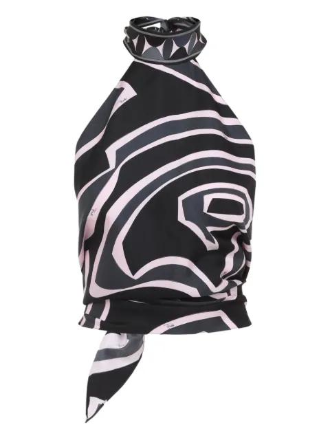 abstract-print halterneck top by PUCCI