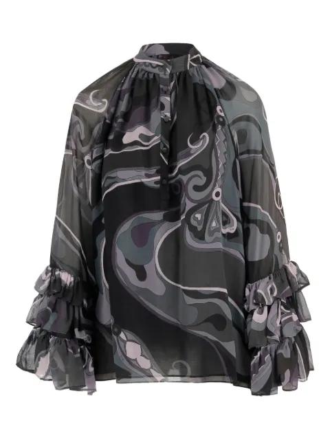 abstract-print ruffled blouse by PUCCI