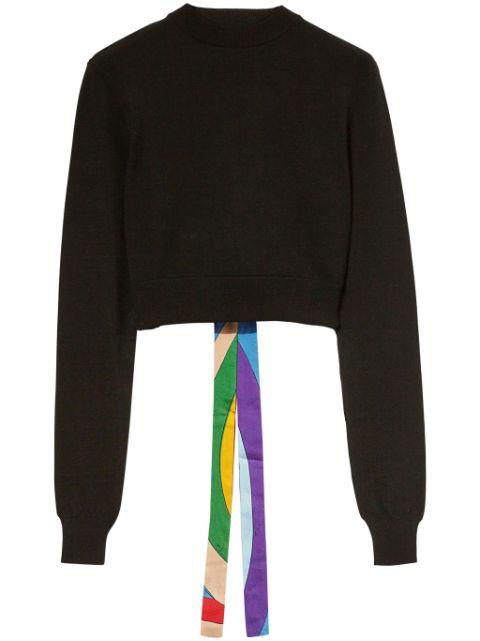 abstract-print trim cropped sweater by PUCCI