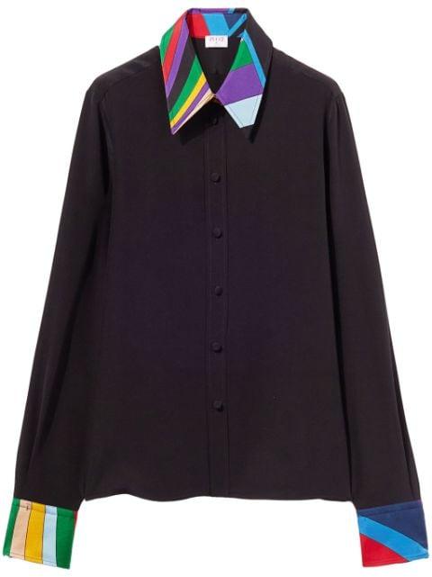 abstract-print trim silk shirt by PUCCI