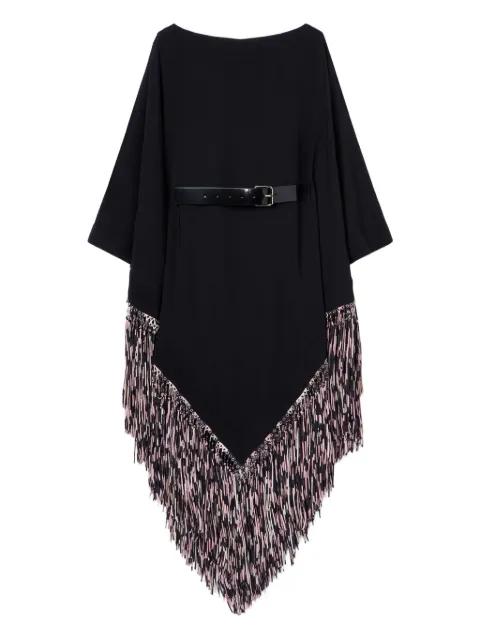 belt-embellished fringe kaftan by PUCCI