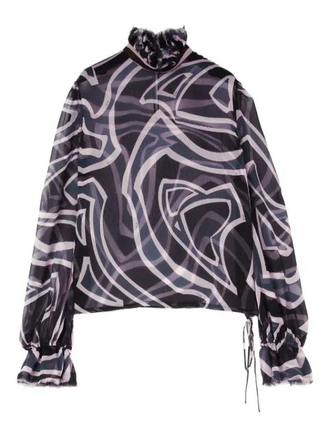 labirinto print balloon-sleeves blouse by PUCCI