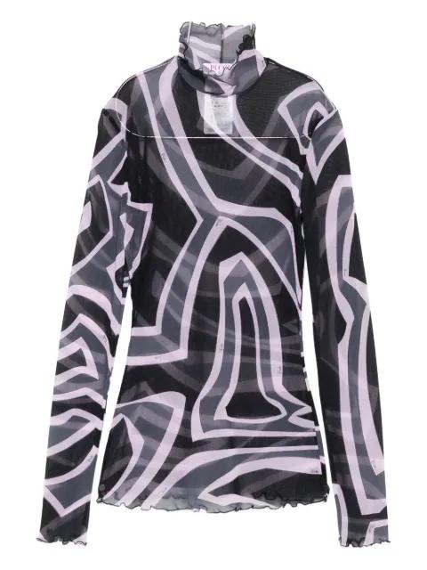 labirinto-print tulle top by PUCCI
