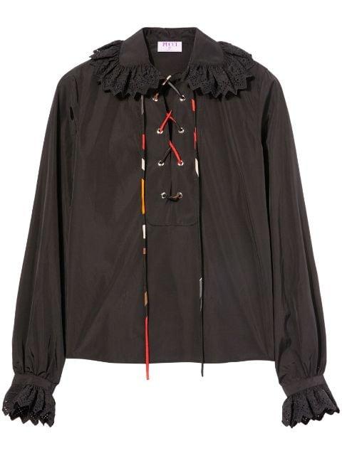 lace-up ruffled blouse by PUCCI