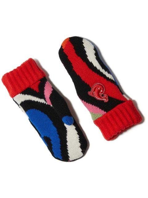 logo patches thumb slot mittens by PUCCI