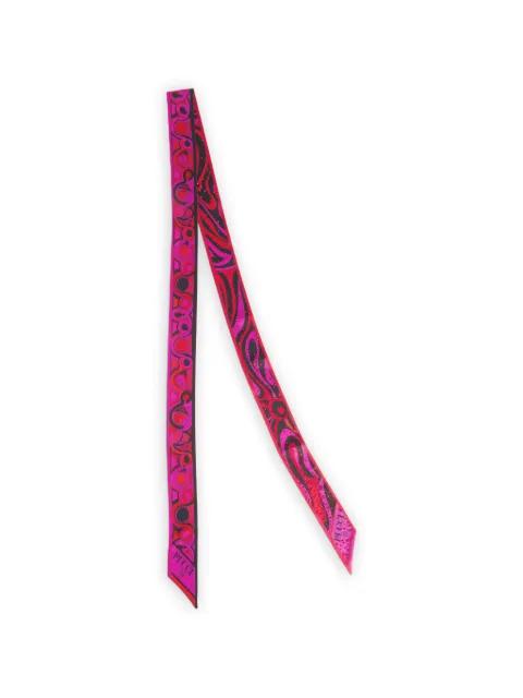 mixed print silk twill with rhinestones scarf by PUCCI