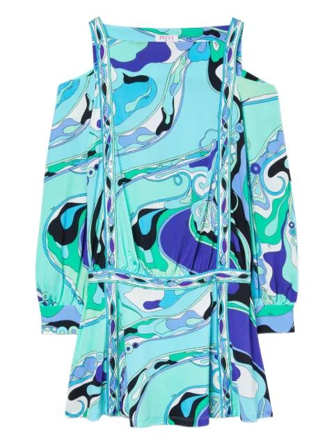shoulder-cut print dress by PUCCI