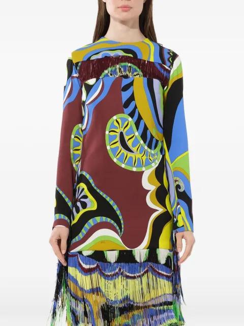tassel-detail abstract-print dress by PUCCI