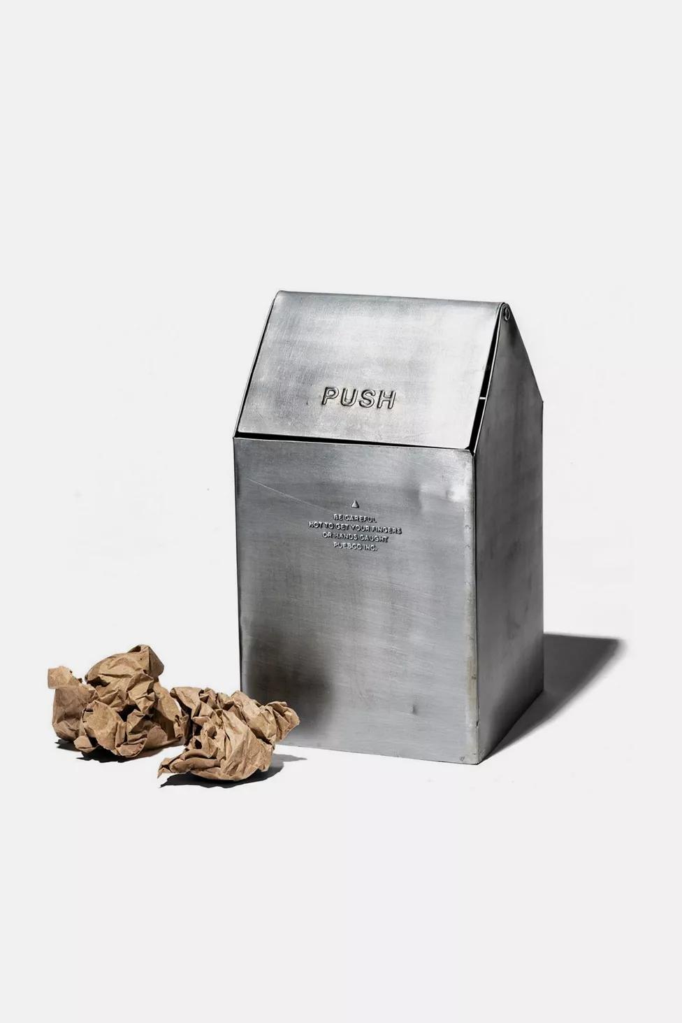 Puebco Reclaimed Stainless Steel Countertop Dustbin by PUEBCO