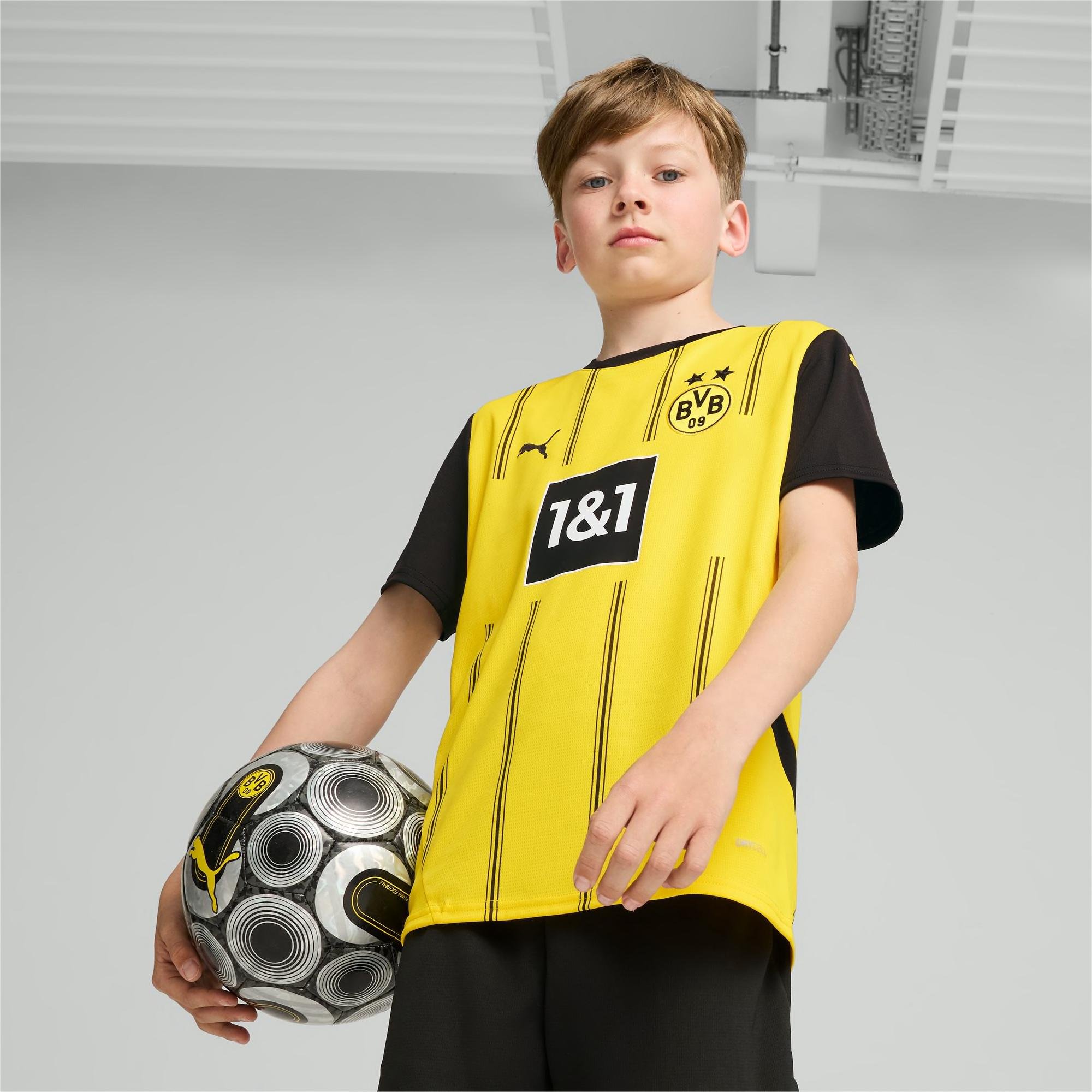 Borussia Dortmund 24/25 Big Kids' Replica Home Soccer Jersey by PUMA