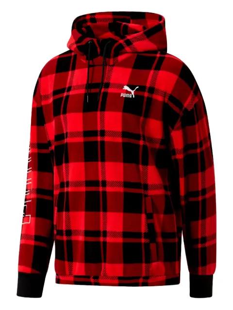 check-pattern drawstring hoodie by PUMA