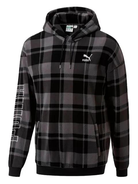 check-pattern drawstring hoodie by PUMA