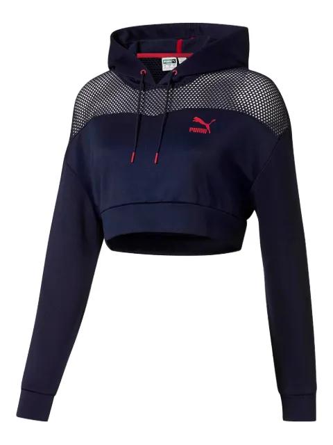 cropped mesh hoodie sweatshirt by PUMA