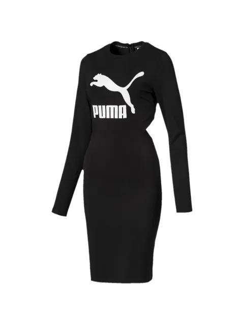 logo-print long-sleeve midi dress by PUMA
