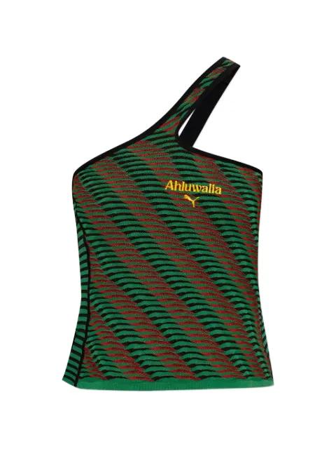 x Ahluwalia one-shoulder logo-embroidered top by PUMA