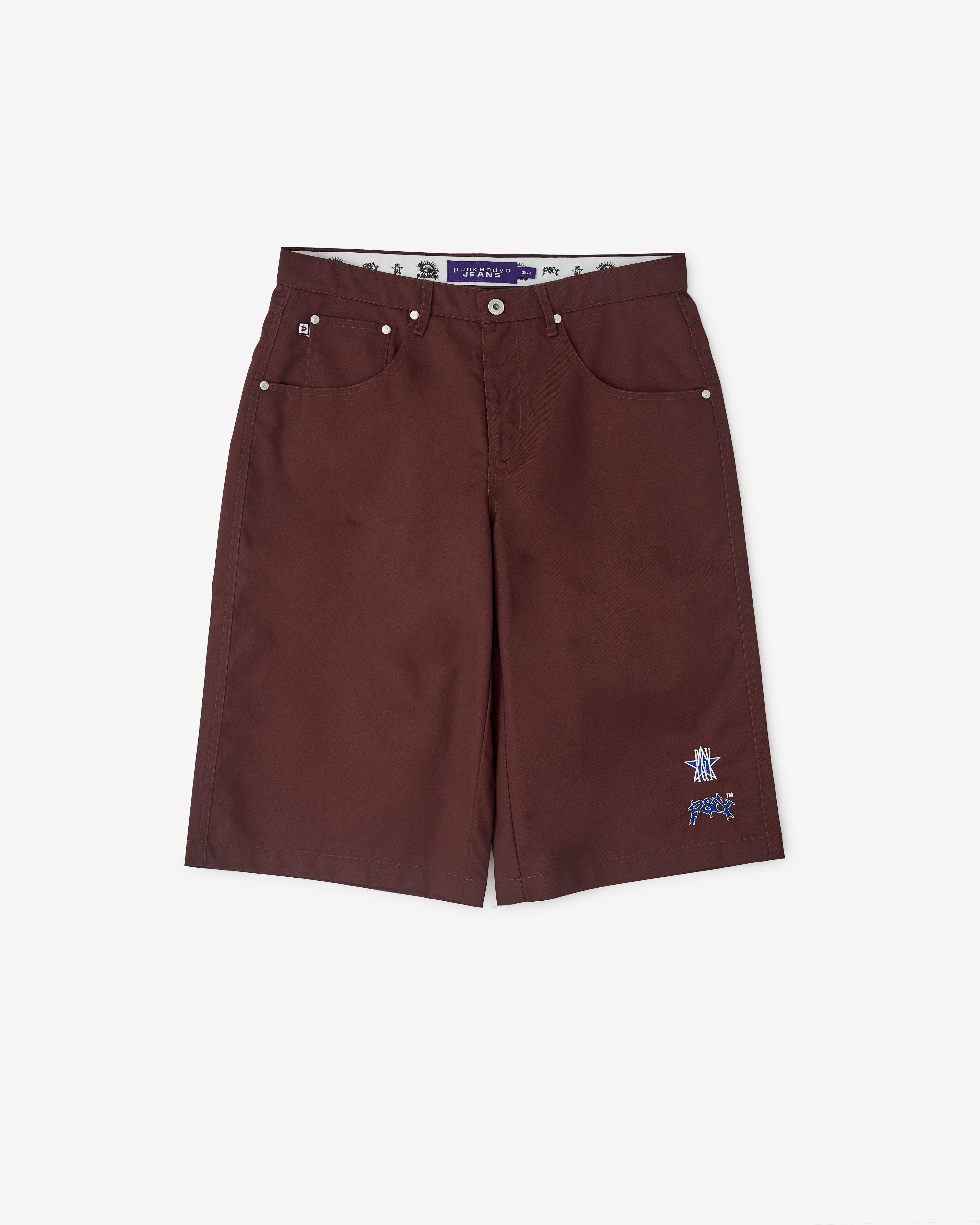 PUNKANDYO - Men's Embroidered Shorts - (Brown) by PUNKANDYO