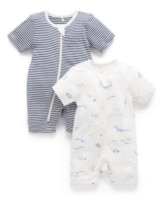 Boys' 2 Pack Short Zip Romper - Baby by PUREBABY