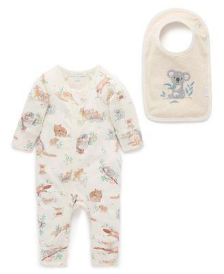 Boys' Australiana Animals Zip Romper & Bib Set - Baby by PUREBABY