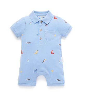 Boys' Embroidered Polo Romper - Baby by PUREBABY