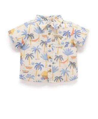 Boys' Palm Tree Linen Blend Shirt - Baby by PUREBABY